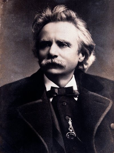 爱德华·格里格 (Edvard Grieg) (1843-1907) 挪威作曲家的肖像 照片。 19 世纪。 米兰，音乐学院图书馆 作者 未知的摄影师