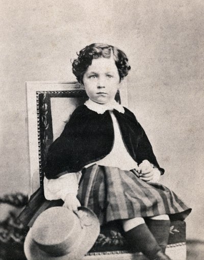 拿破仑三世之子尤金·路易斯·拿破仑·波拿巴 (Eugene Louis Napoleon Bonaparte) (1856-1879) 的肖像。 1860 年 6 月在枫丹白露拍摄的匿名照片 作者 未知的摄影师