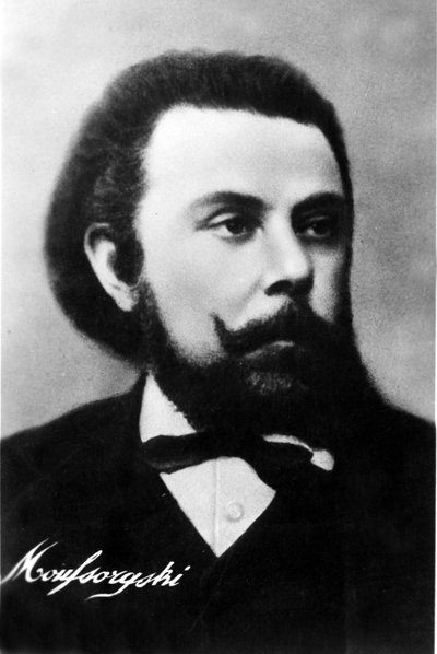 俄罗斯作曲家莫迪斯特-彼得罗维奇-穆索尔斯基（1893 - 1881）的肖像。19世纪的摄影。 作者 未知的摄影师