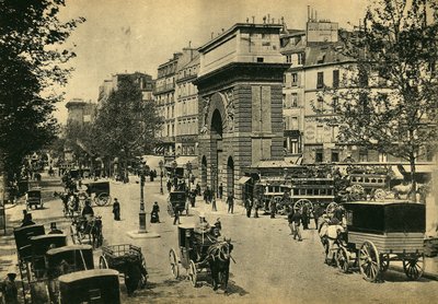 Porte Saint Denis，在巴黎的视图。 摄影，19 世纪后期，巴黎。 科尔。 塞尔瓦。 作者 未知的摄影师
