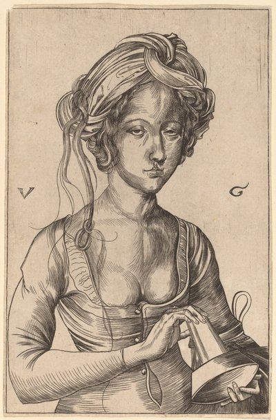愚公移山的半身像，手持倒立的灯盏 作者 Urs Graf I 在 Martin Schongauer 之后