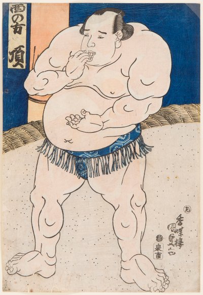 相扑选手 Itadaki 的肖像。 歌川国定 (1786-1865) 版画 作者 歌川国贞