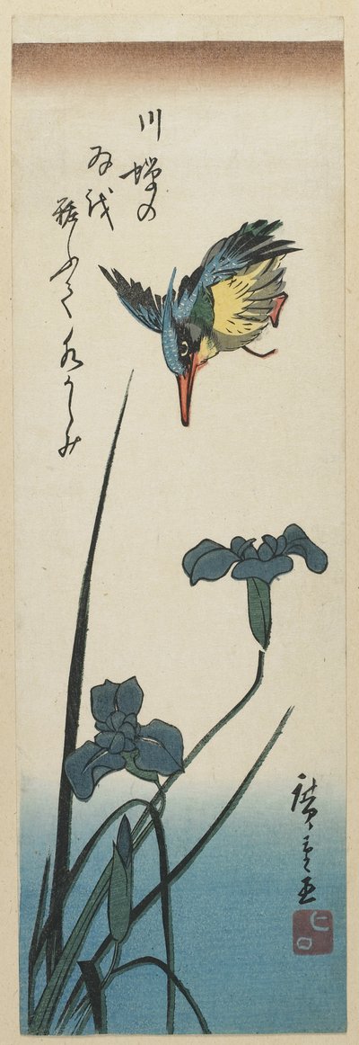 （Iris和Kingfisher），1843-1847 作者 Utagawa Hiroshige