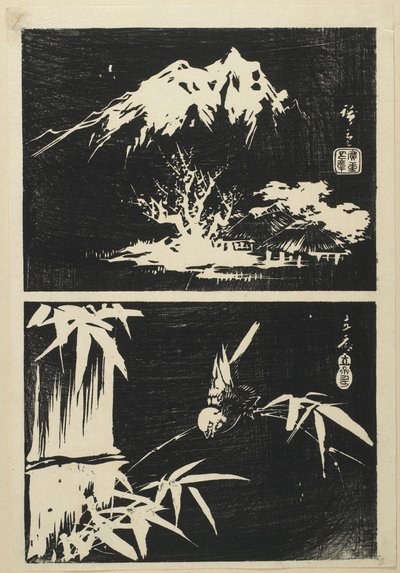 （两幅石版画），19世纪中期 作者 Utagawa Hiroshige