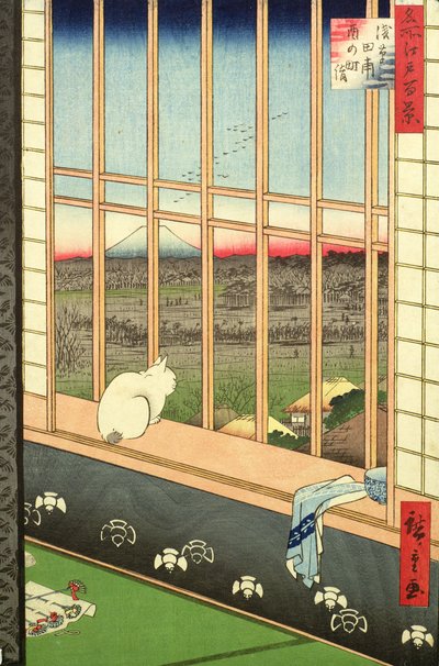 在公鸡的节日期间，浅草稻田从系列&39;100江户景观&39;，酒吧。 1857年（彩色木版画） 作者 歌川宏重