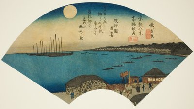 高轮秋月，选自 "东都八景 "系列 作者 歌川宏重