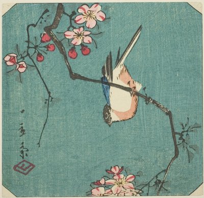 红腹灰雀，无标题哈里玛兹版画的一部分 作者 歌川宏重