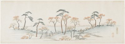 在Kaianji寺的色的叶子，1837-1844 作者 歌川宏重