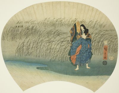 私奔的夫妇，出自《伊势物语》中的芥川情节 作者 歌川宏重
