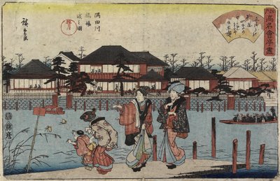 1877年至1844年，在Hashiba，餐厅Yanagiya穿越隅田川 作者 Utagawa Hiroshige
