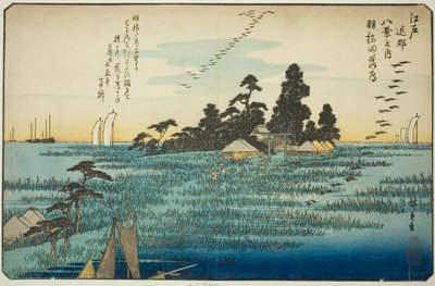 羽田下雁》，选自 "江户近郊八景 "系列 作者 歌川宏重