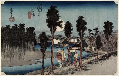 在沼津的黄昏，c。 1833 作者 Utagawa Hiroshige