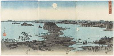 1857年7月夜间武藏八景的八景 作者 Utagawa Hiroshige