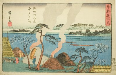 今户夕照，隅田川八景（隅田川八景，今户夕照），选自 "东都名胜（东都名胜之内）"系列 作者 歌川宏重