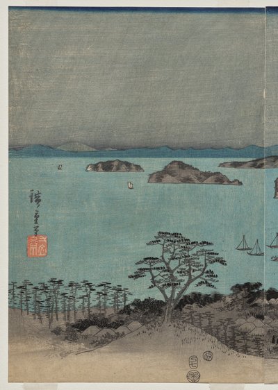 武藏省金泽附近八大名胜的月圆夜景 作者 歌川宏重