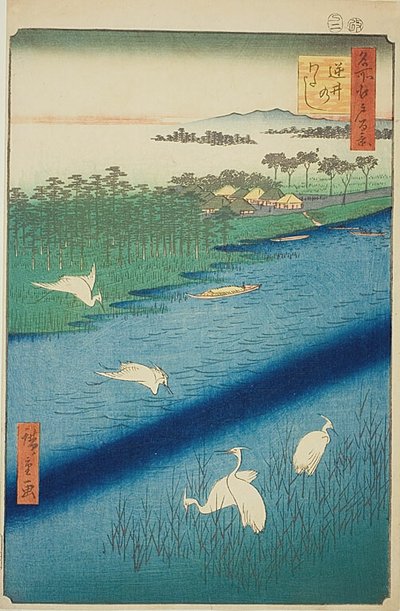 坂西渡口（坂西之渡），《名所江户百景》系列第 67 号 作者 歌川宏重