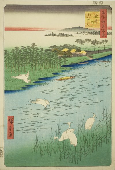 坂西渡口（坂西之渡），选自 "名所江户百景 "系列 作者 歌川宏重