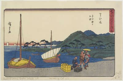 位于Maisaka的Imagiri海滩的渡轮码头，1841-1842 作者 Utagawa Hiroshige