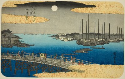 佃湾荣太桥附近的渔船，选自 "江户名胜 "系列 作者 歌川宏重