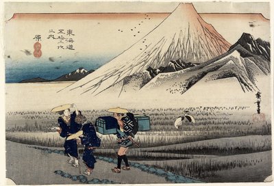 早上富士山，哈拉，c。 1833 作者 Utagawa Hiroshige