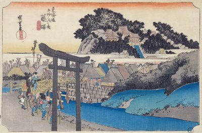藤泽：“东海道五十三站”系列中的Ji教派的Yugyo-ji或Shojoko-ji佛教寺庙，c.1834-35（彩色木版画） 作者 Utagawa Hiroshige