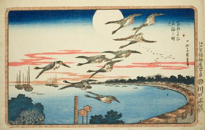 高轮的满月（高轮之月），选自 "东都名胜（东都名胜）"系列 作者 歌川宏重