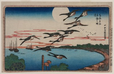 高轮满月，选自《东都名胜》系列 作者 歌川宏重