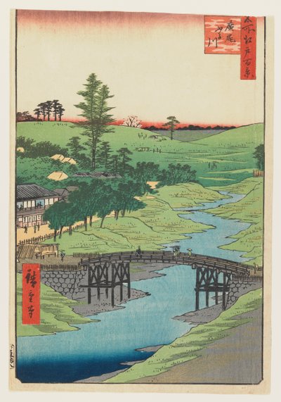 Furukawa River，Hiroo，1856（彩色木版画） 作者 歌川宏重