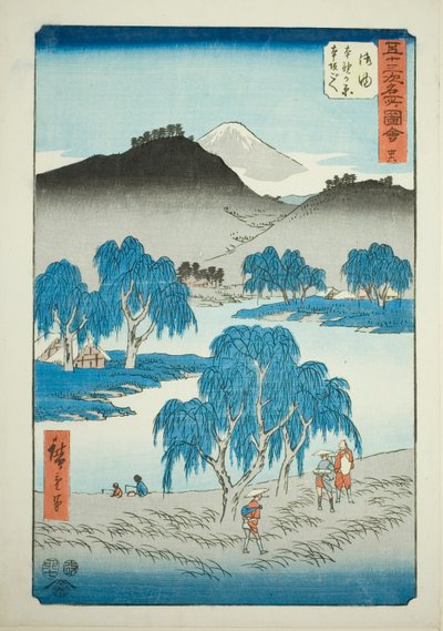 御余：元野平原和元坂口（御余、元野原元坂口），第 36 号。五十三站名胜 "系列中的第 36 号，又称 "垂直东海道"。 作者 歌川宏重