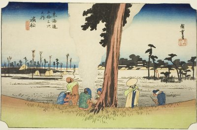 浜松：东海道五十三站 "系列中的 "浜松冬景"（Hamamatsu, fuyugare no zu），又称 "Hoeido Tokaido"。 作者 歌川宏重