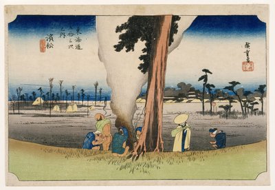 滨松道上的五十三个站的滨松，1834年（木版彩色印刷） 作者 歌川宏重