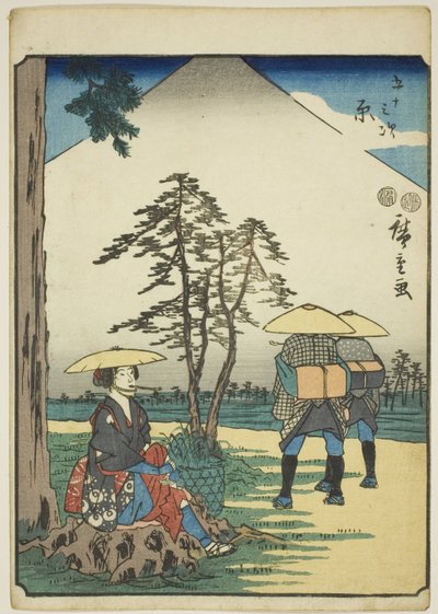 原，选自 "东海道五十三站 "系列，又称 "人形东海道"。 作者 歌川宏重