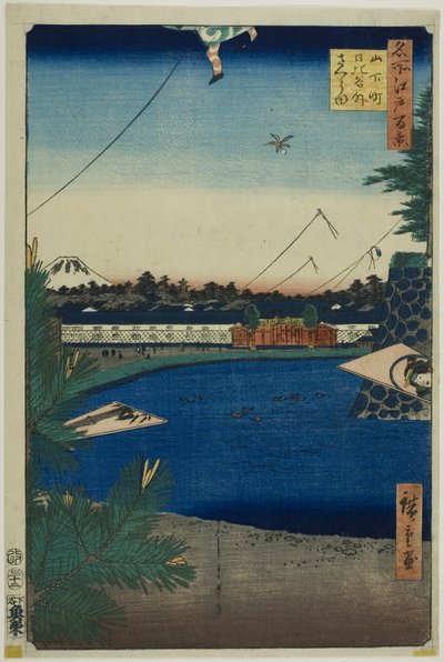 来自山下町的日比谷和后藤樱田（山下町日比谷后藤樱田），选自 "江户百景 "系列 作者 歌川宏重