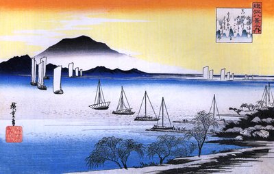 广重湖上的船 作者 歌川宏重