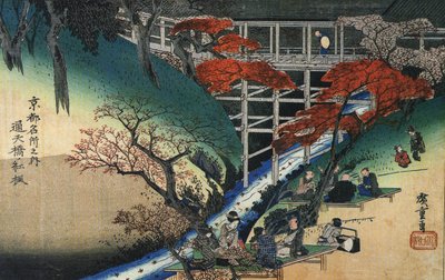 广重溪边枫树下的人们 作者 歌川宏重