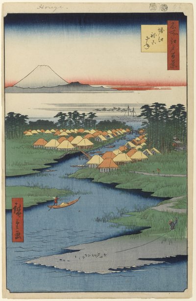 堀江和Nekozane，来自江户一百个着名景观的第96号（木版画） 作者 歌川宏重