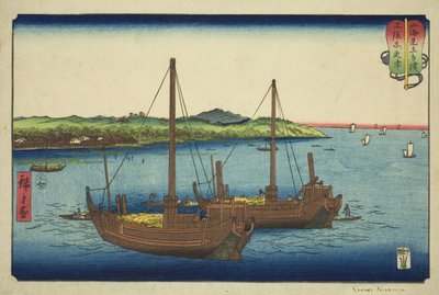 和草省的木更津（Kazusa Kisarazu），选自 "山海间的摔跤比赛（Sankai mitate zumo）"系列 作者 歌川宏重