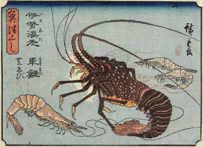 龙虾，虾和虾，1830-1844 作者 Utagawa Hiroshige