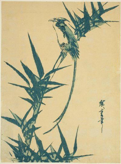 长尾鸟和竹子 作者 歌川宏重