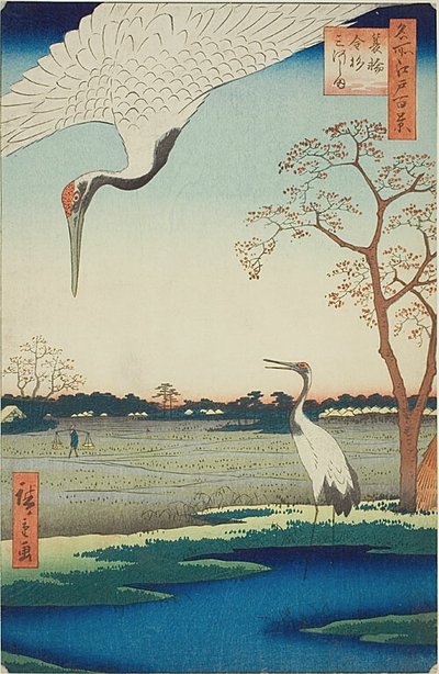 箕轮，金杉，三川岛，"名所江户百景 "系列第 102 号 作者 歌川宏重