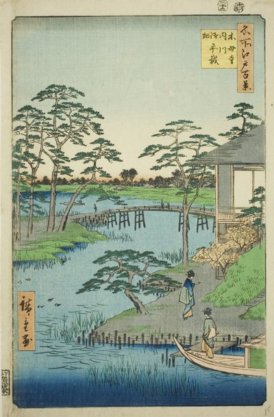木部寺、内川入海口、御前斋畑（木部寺内川御前斋畑），选自 "江户百景 "系列。 作者 歌川宏重