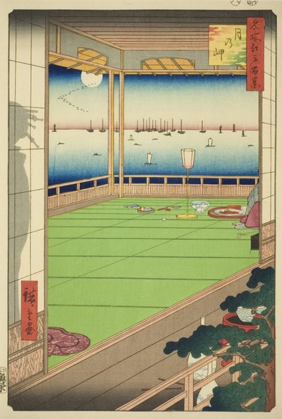 江户百景》系列中的 "望月点"（Tsuki no misaki）。 作者 歌川宏重
