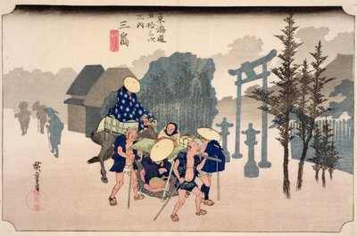 Mishima的晨雾，来自东海岸路的&39;53站&39;系列，1833年（木版画） 作者 Utagawa Hiroshige