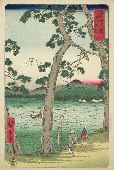 从东海道左侧看富士山（东海道 hidari Fuji），选自 "富士山三十六景 "系列 作者 歌川宏重