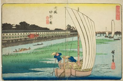 中洲在大桥（大桥中洲之图），选自 "江户奇观（京都风景）"系列 作者 歌川宏重