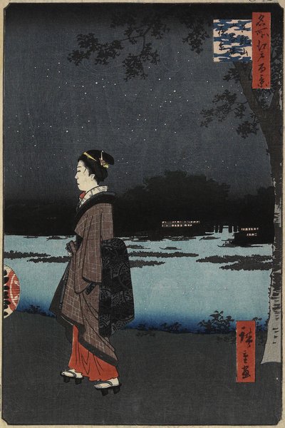 1857年8月，三亚运河的夜景，松内山 作者 Utagawa Hiroshige