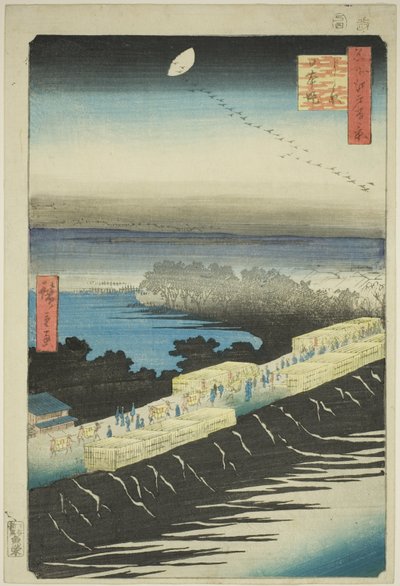 吉原日本堤，选自 "江户百景（名所江户百景）"系列 作者 歌川宏重