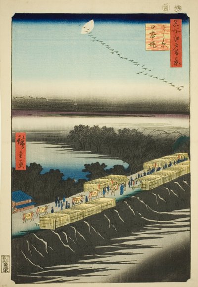 吉原日本堤，选自 "江户百景（名所江户百景）"系列 作者 歌川宏重
