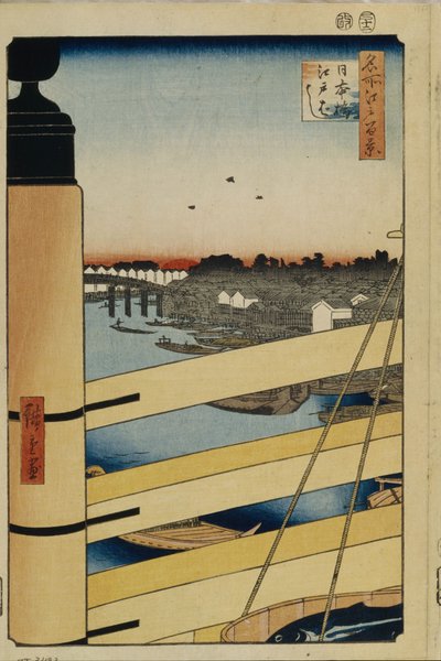 日本桥和江户桥在1856-1858年间架起了一百个江户著名风景 作者 歌川宏重