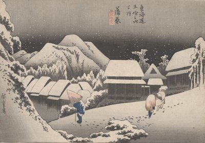 No. 16&39;夜雪&39;来自东海道的53个车站，1833年 作者 Utagawa Hiroshige